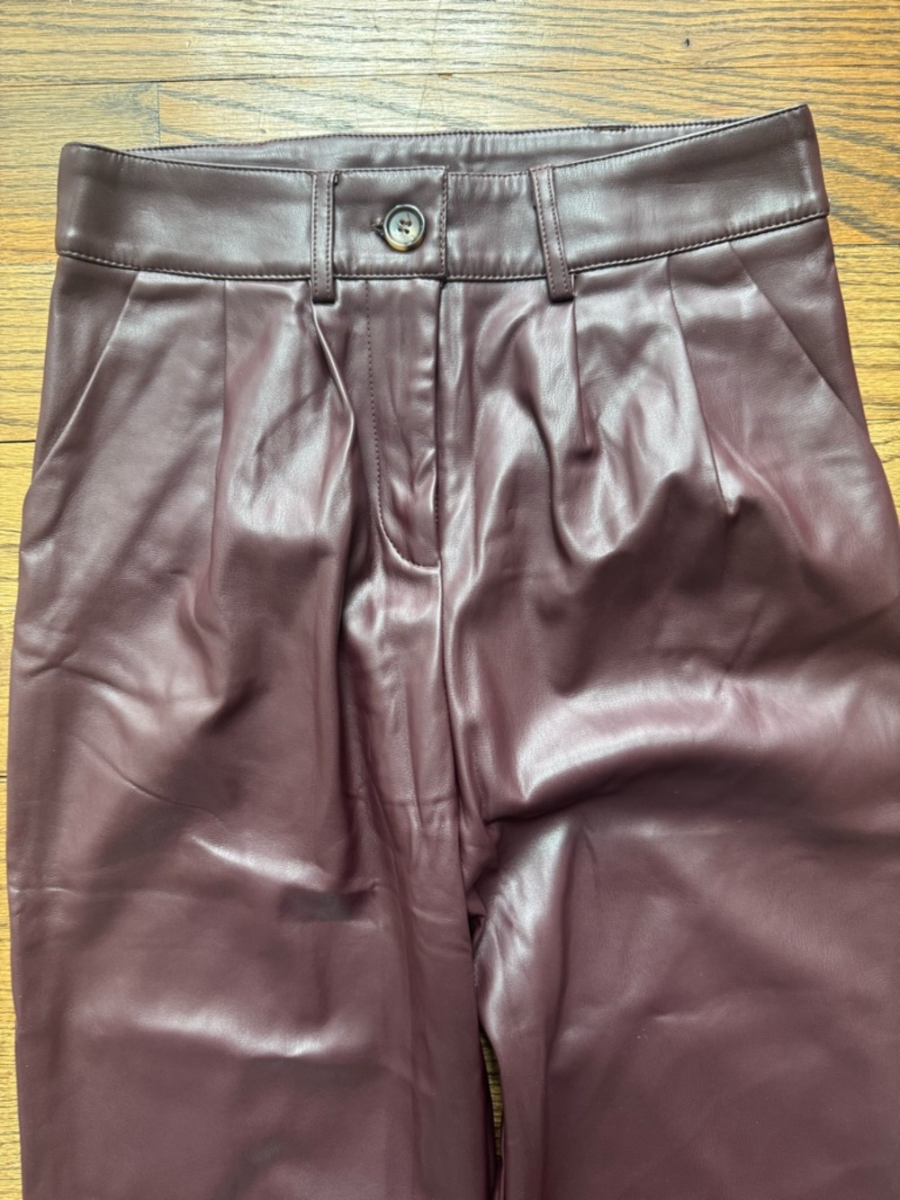 VICI Faux Leather Pants Burgundy High Waist Straight Leg Size Small NWOT - Picture 4 of 5